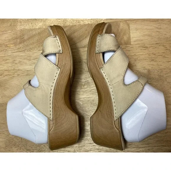 Dansko Women’s Size 40/US 9.5 Ivory Leather Cross Strap ‘Sela’ Slide Sandals - Picture 6 of 14